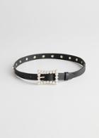 Other Stories Pearl Buckle Leather Belt - Black