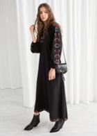 Other Stories Embroidered Peasant Maxi Dress - Black