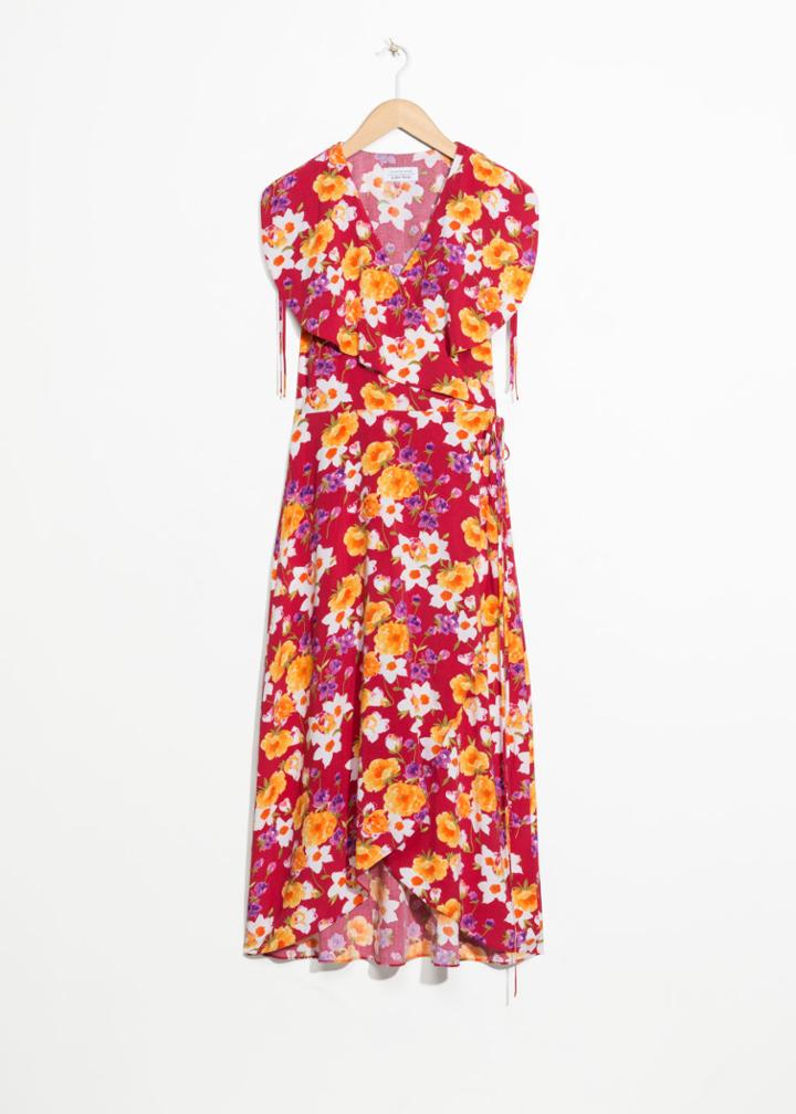 Other Stories Oversized Lapel Wrap Dress - Red