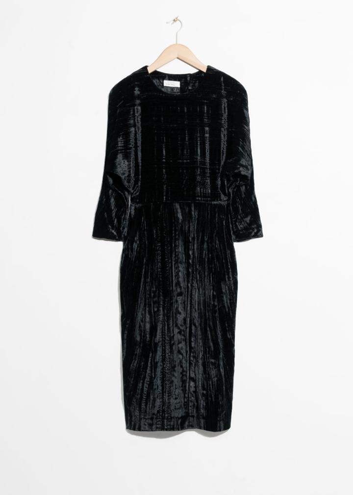 Other Stories Velveteen Open Back Dress - Black