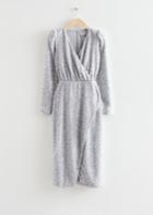 Other Stories Fitted Wrap Midi Dress - Grey