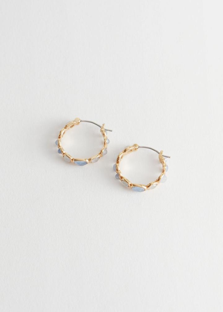 Other Stories Organic Stone Mini Hoop Earrings - Blue