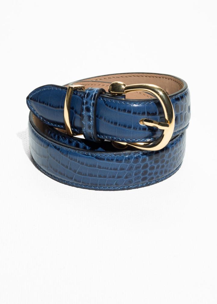 Other Stories Croco Leather Belt - Blue