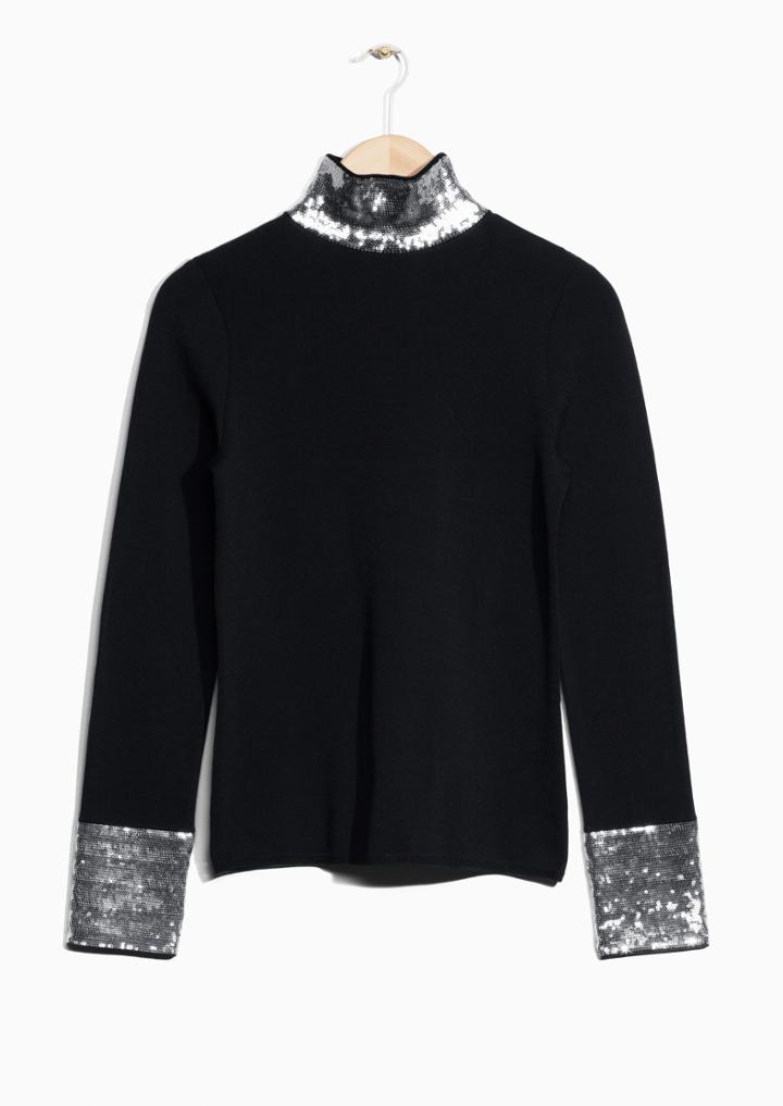 Other Stories Orante Silver Sequins Sweater