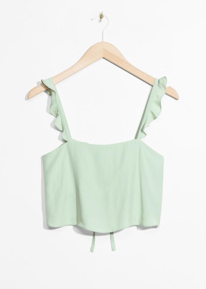 Other Stories Frill Strap Crop Top - Green