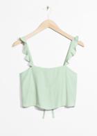 Other Stories Frill Strap Crop Top - Green