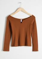 Other Stories Fitted Dip Neck Top - Brown
