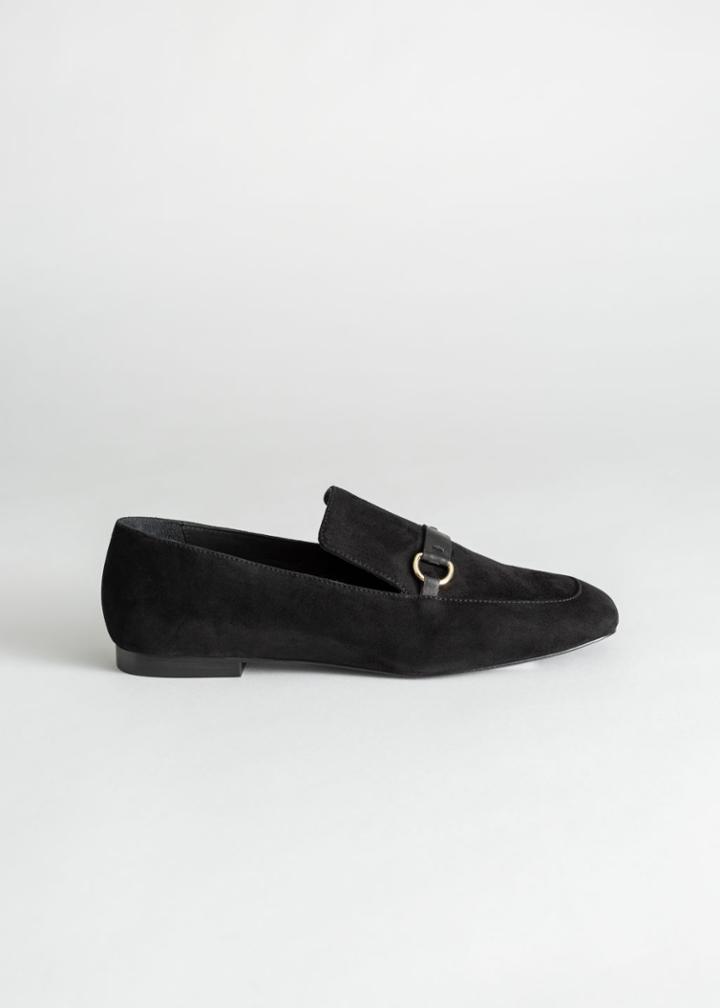 Other Stories Square Toe Equestrian Loafer - Black
