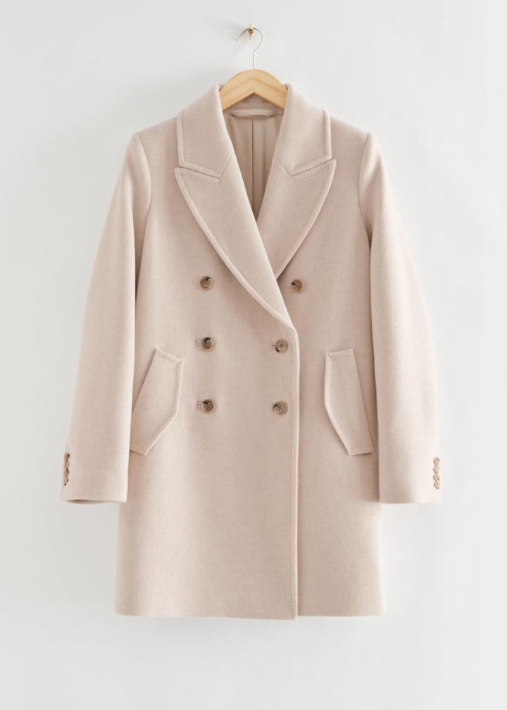 Other Stories Boxy Double-breasted Wool Coat - Beige