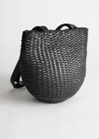 Other Stories Woven Leather Bucket Bag - Black