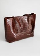 Other Stories Crocodile Embossed Leather Tote Bag - Brown