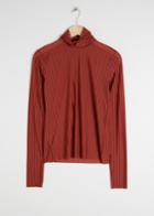 Other Stories Sheer Striped Turtleneck - Red