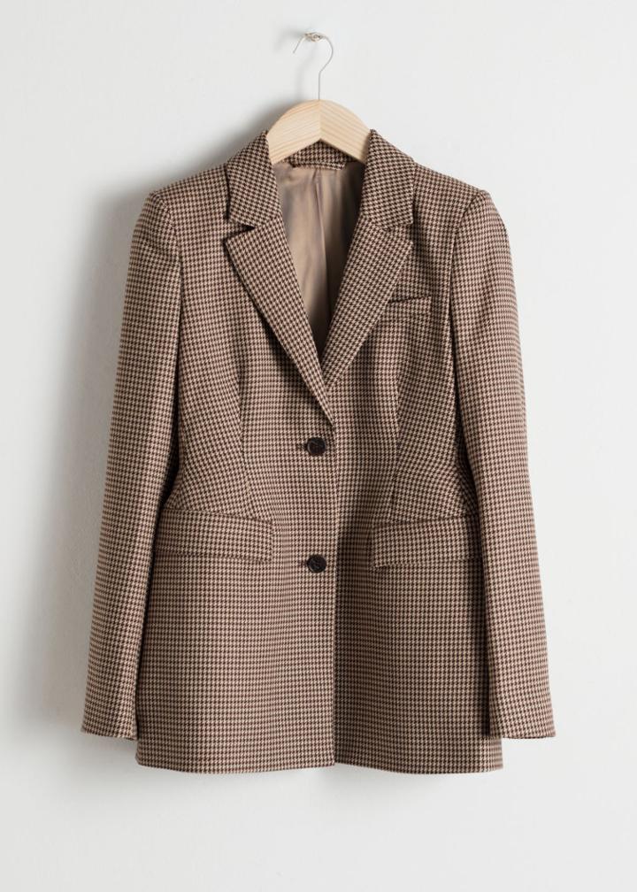 Other Stories Hourglass Houndstooth Blazer - Beige