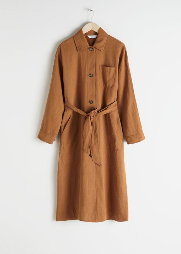 Other Stories Linen Blend Trench Coat - Yellow