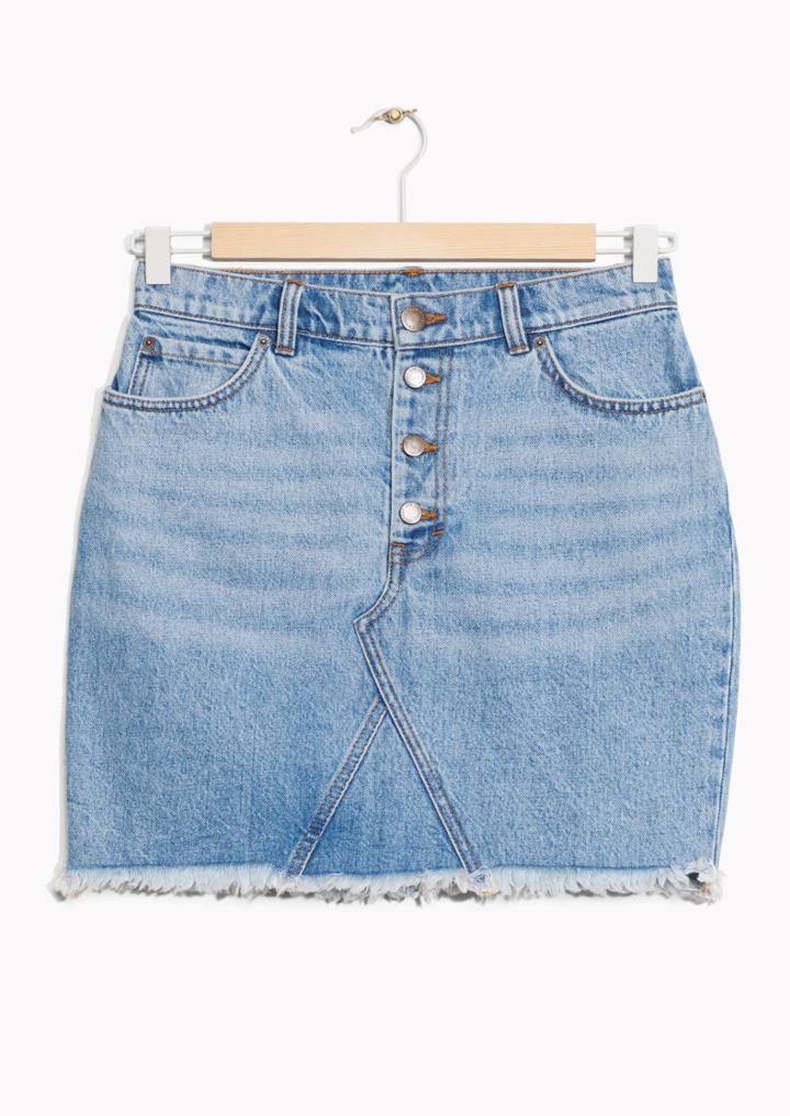 Other Stories High Waist Raw Edge Denim Skirt