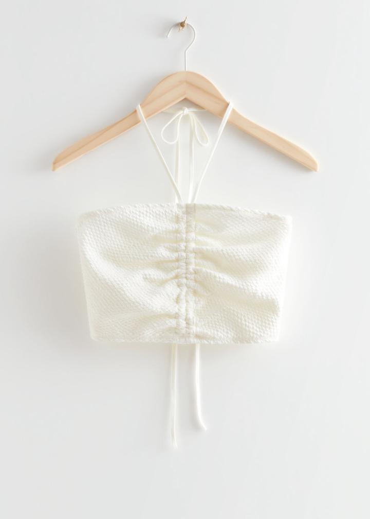 Other Stories Halterneck Bandeau Crop Top - White