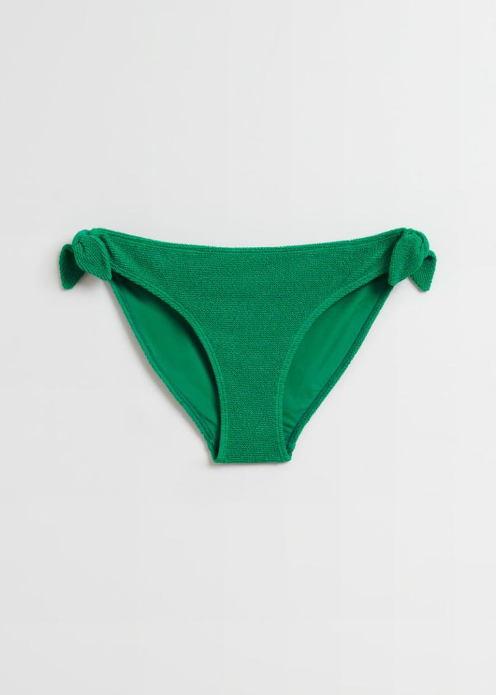 Other Stories Crepe Knot Tie Bikini Bottoms - Green