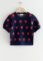 Other Stories Playful Jacquard Knit Top - Blue