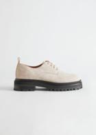 Other Stories Chunky Suede Derby Shoes - Beige