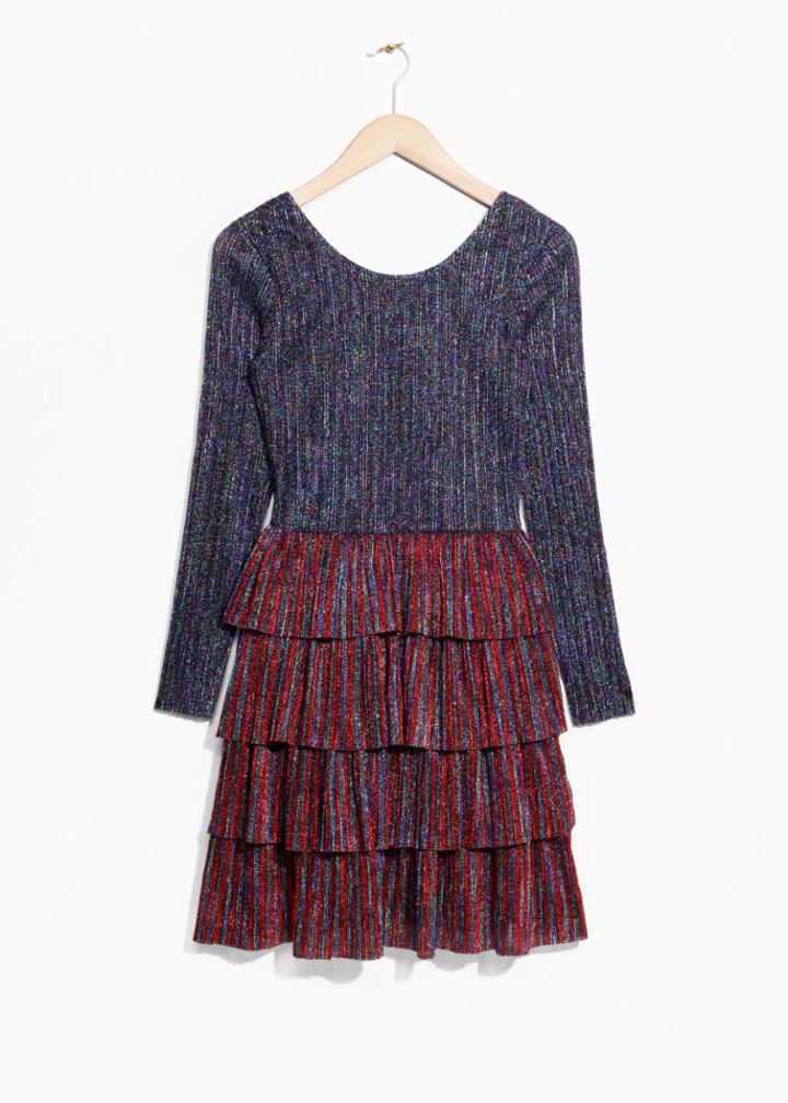 Other Stories Frills And Glitter Dress - Red
