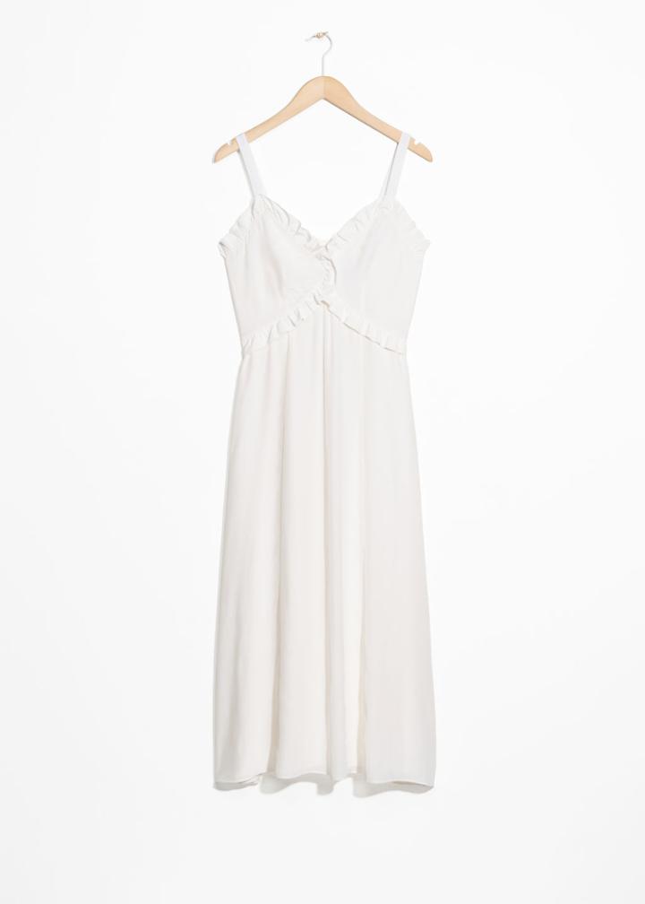 Other Stories Sweetheart Ruffle Midi Dress - White