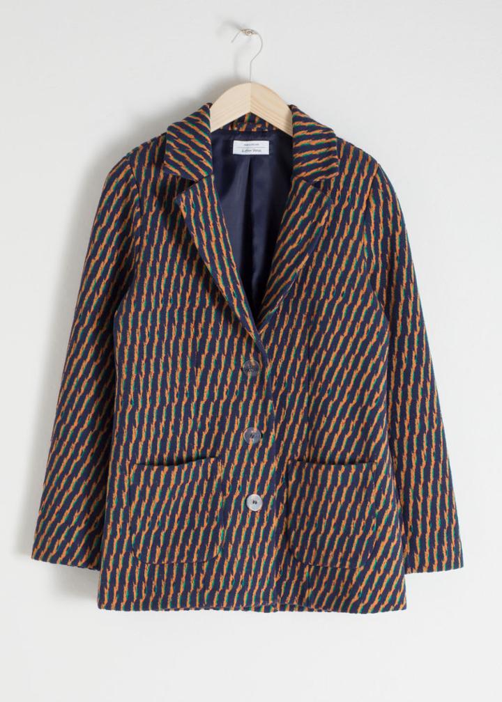 Other Stories Striped Cotton Blend Blazer - Orange