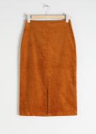 Other Stories Front Slit Corduroy Midi Skirt - Orange
