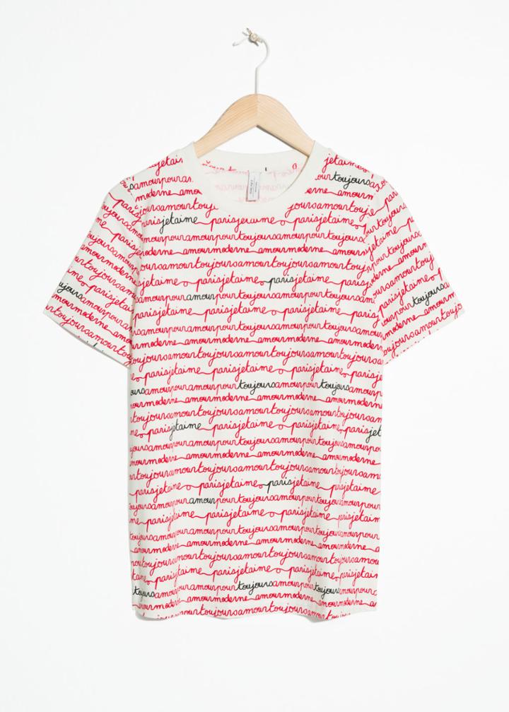Other Stories Allover Parisian Calligraphy Tee - White
