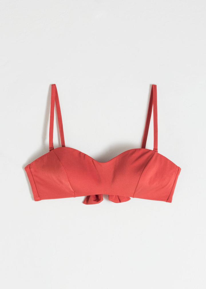 Other Stories Tie Bikini Bandeau Top - Red