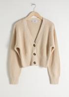 Other Stories Cropped Textured Cotton Cardigan - Beige
