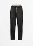 Other Stories Zip Leather Trousers - Black