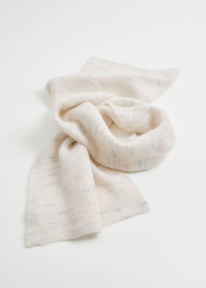 Other Stories Mohair Blend Marled Scarf - White