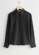 Other Stories Shell Button Silk Blouse - Black