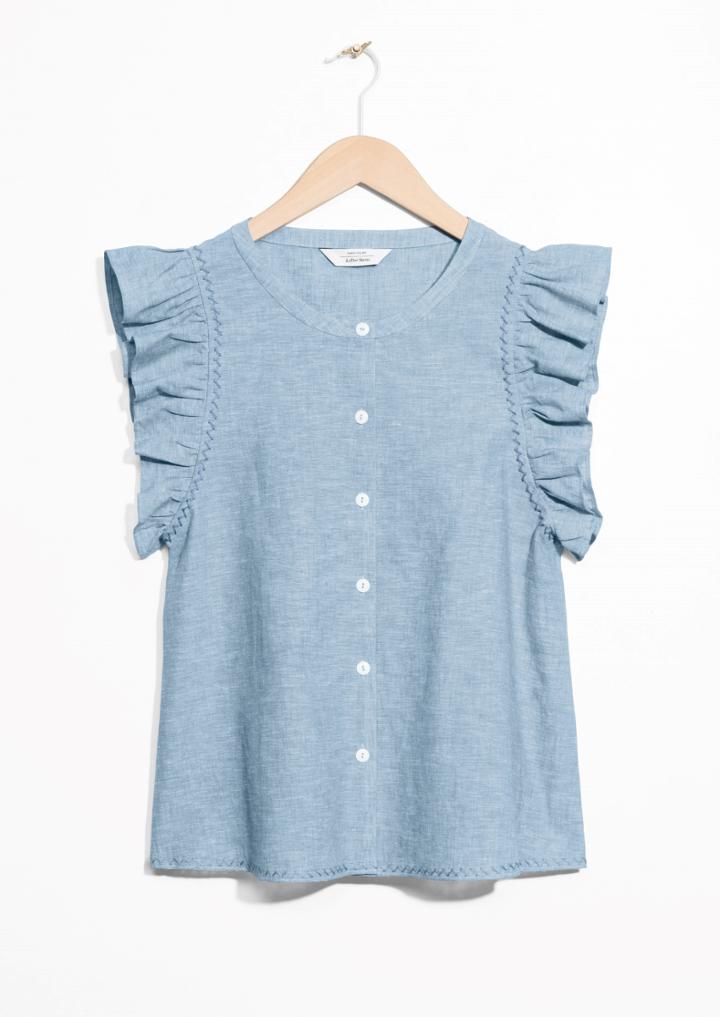 Other Stories Cotton And Linen Blend Frill Top
