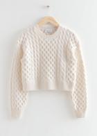Other Stories Relaxed Cable Knit Sweater - White
