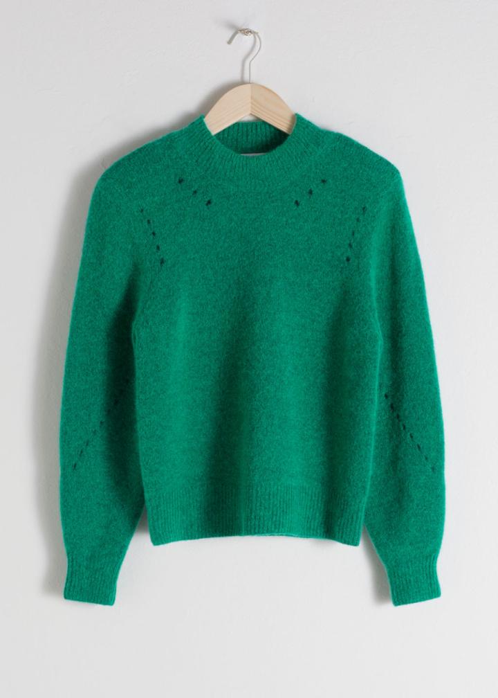 Other Stories Structured Alpaca Wool Blend Sweater - Green