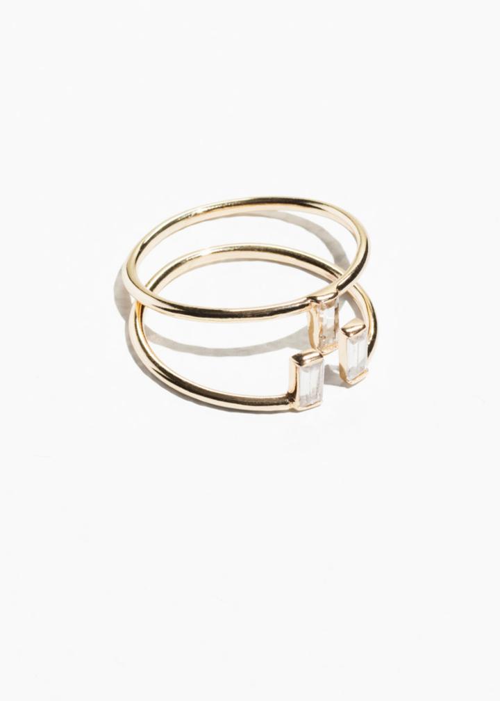 Other Stories Crystal Stacked Ring Set - Gold
