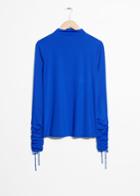 Other Stories Drawstring Sleeve Top - Blue