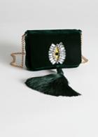 Other Stories Beaded Velvet Crossbody Bag - Green