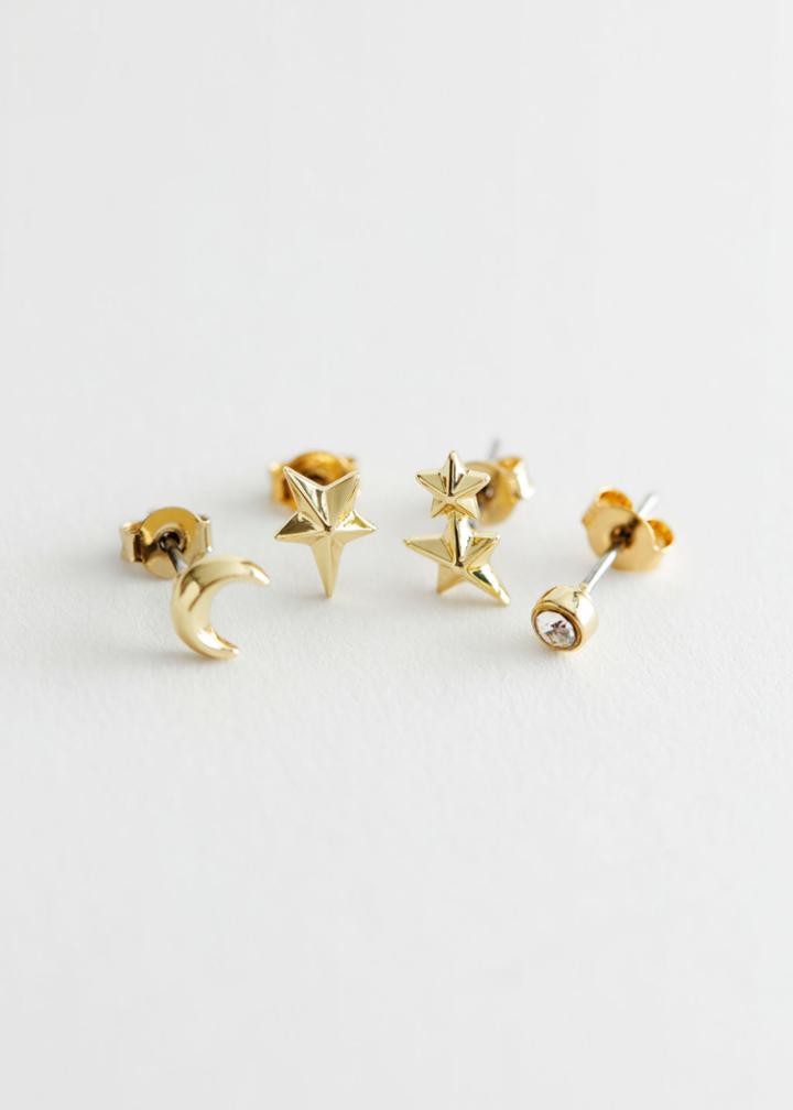 Other Stories Starry Sky Stud Earrings Set - Gold