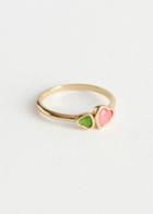 Other Stories Duo Heart Stone Pendant Ring - Green