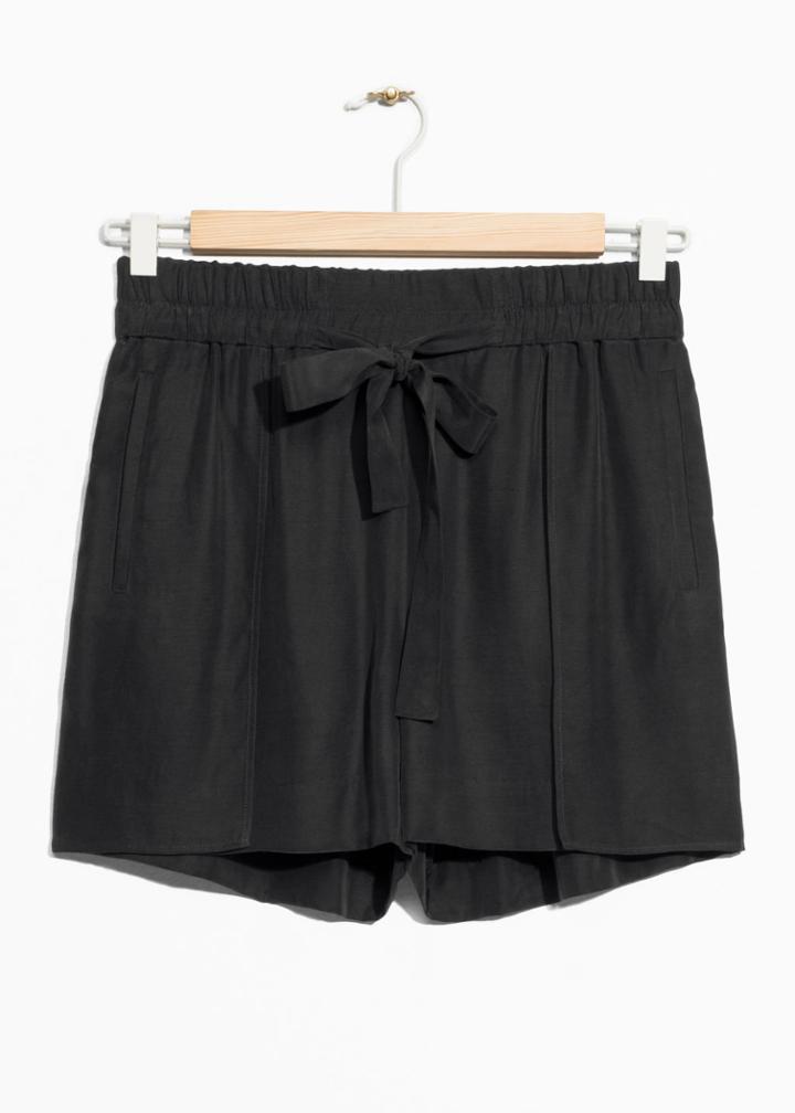 Other Stories Tie-waist Shorts - Black