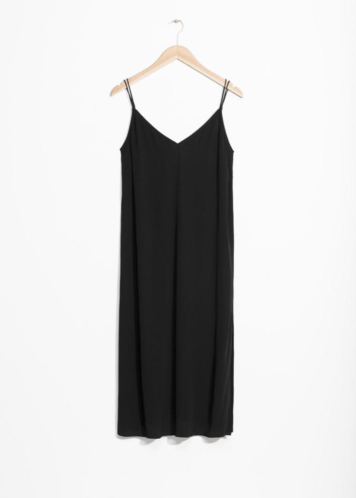 Other Stories Rose Print V-neck Dress - Black