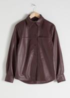 Other Stories Leather Button Up Shirt - Red