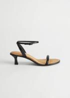 Other Stories Strappy Kitten Heel Leather Sandals - Black
