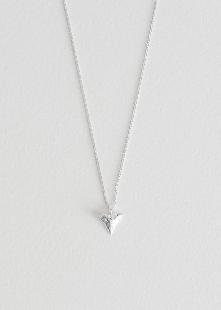 Other Stories Shark Tooth Pendant Necklace - Silver