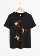 Other Stories Flower Embroidery Tee - Black