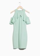 Other Stories Cold Shoulder Frills Dress - Green