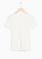 Other Stories Cotton Jersey Tee With Frills - White