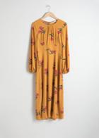 Other Stories Printed Long Sleeve Midi Dress - Yellow